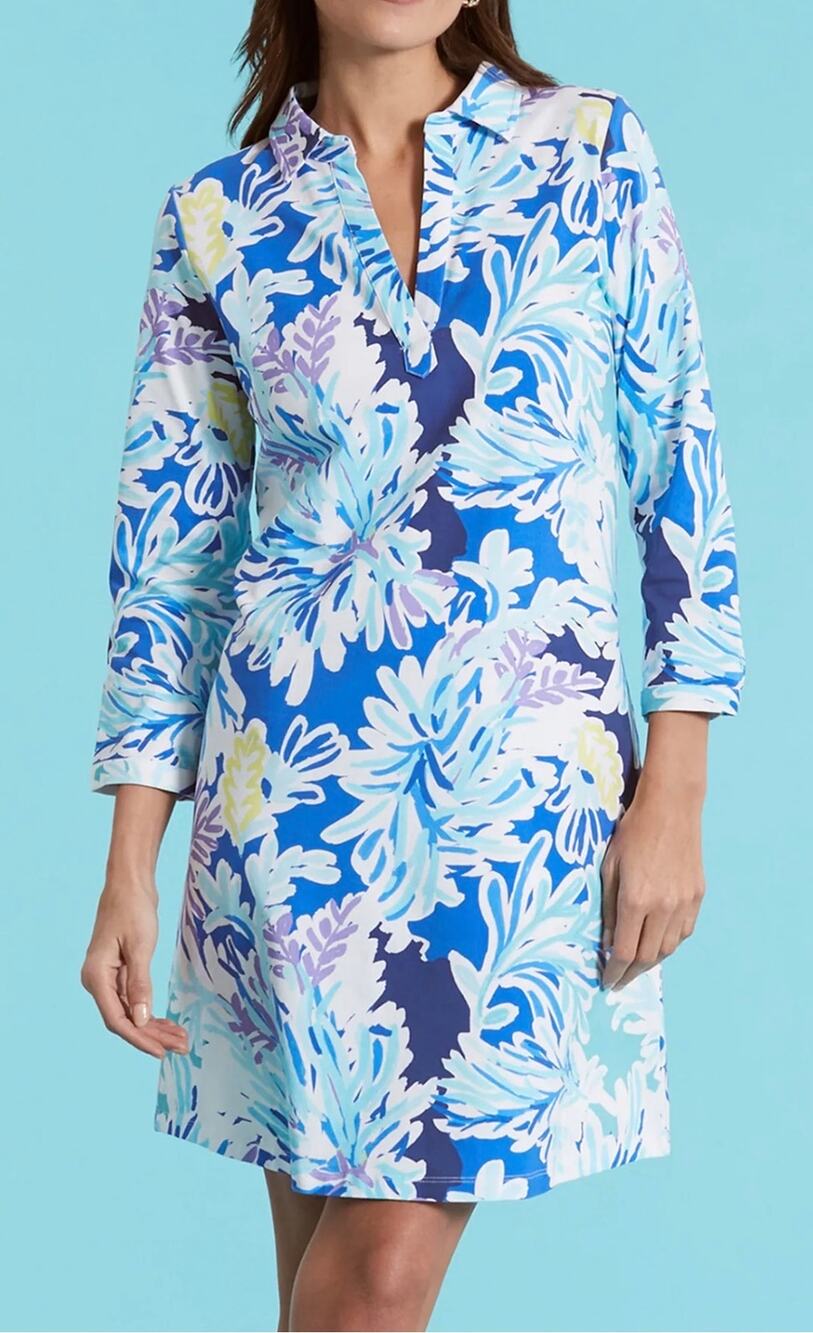 Tyler Boe Johnny Sea Floral Shirtdress Blue & White Floral Print size Medium